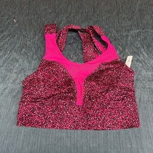 Lululemon Athletica Pink and Black Sports Bra high impact padded